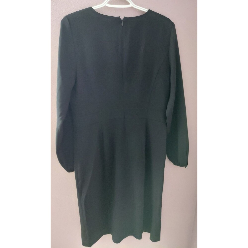 Talbots Poplin Faux Wrap Shirt Dress Long Sleeve Black Size 10 - Picture 9 of 15
